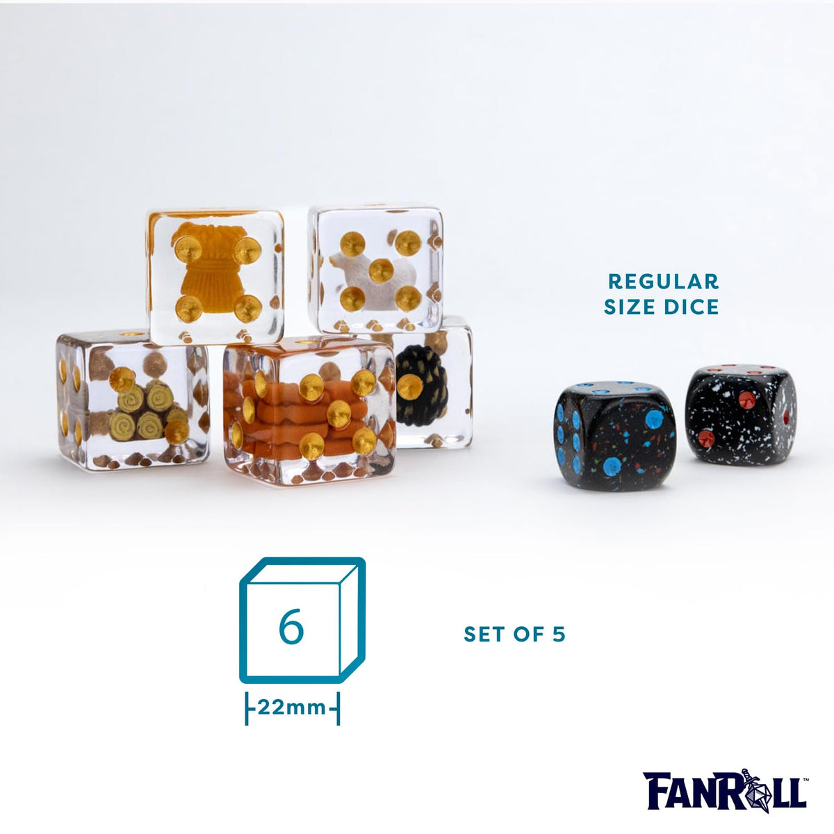 FanRoll Compatible with Catan Inclusion Dice, Set of 5
