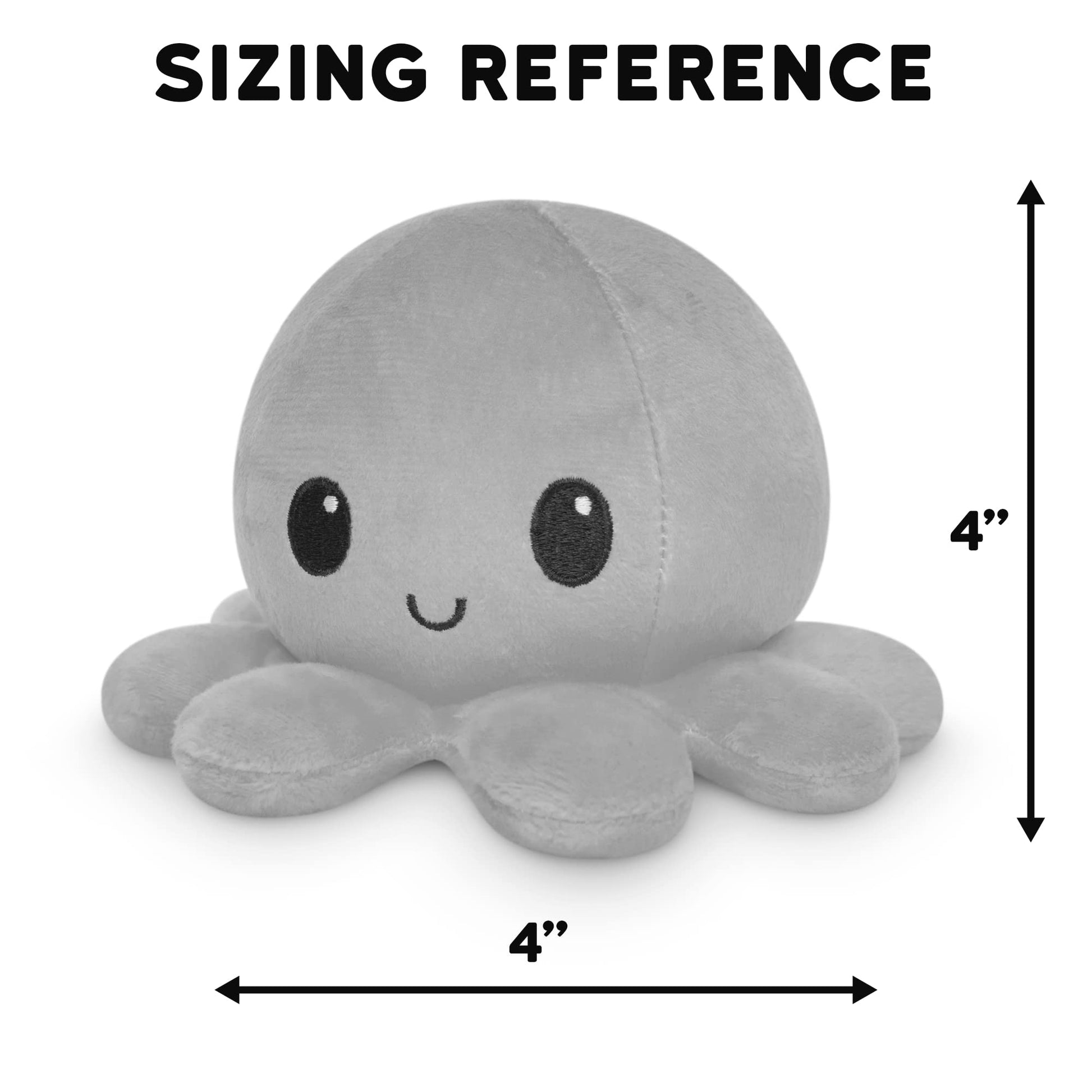 TeeTurtle Reversible Octopus Plushie - 4-Inch Angry Red + Rage Black Two-Sided Flip Plush Toy with Embroidered Details - Cute Mini Collectible Plush