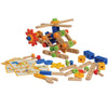 Constructive Playthings Wood Stress Nut and Bolt Builder with Activity Cards, Building Toys for Toddlers, Early STEM and Fine Motor Skills, 84-Piece