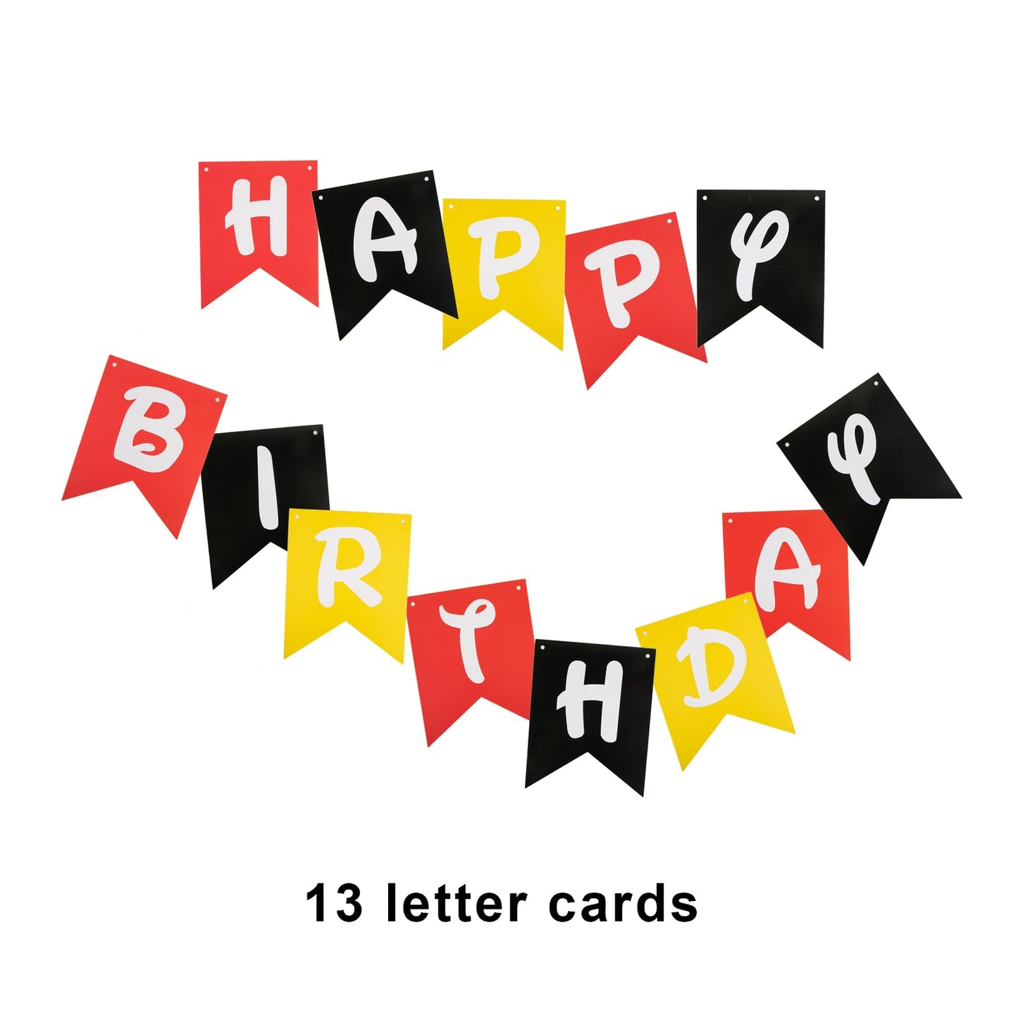 CHuangQi Colorful Happy Birthday Banner with Mouse Style Bunting, Birthday Party Supplies