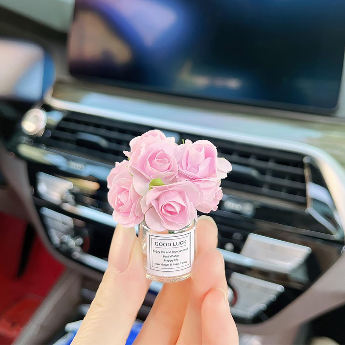 2 Sets Dollhouse Miniature Flower in Vase and Rabbits, 1:12 Scale Dollhouse Miniature Decor, Car Decoration