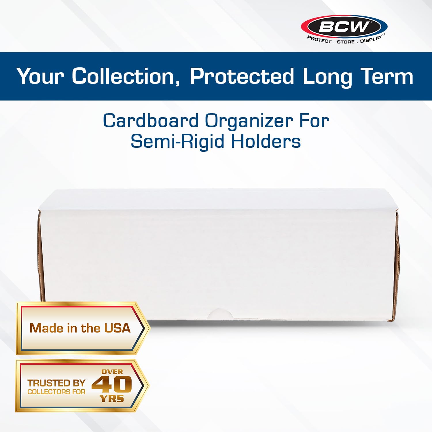 BCW 14-Inch Semi-Rigid #1 Storage Box - 1 Pack | Holds 350 Semi-Rigid Card Holders | Vertical Card Organizer | Ideal for Sports, Trading Cards