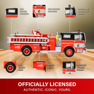 Iconic Replicas 1974 Ward Lafrance Fire Engine: Chicago Fire Department - Engine 49 1:87 (HO) Diecast Model Fire Truck