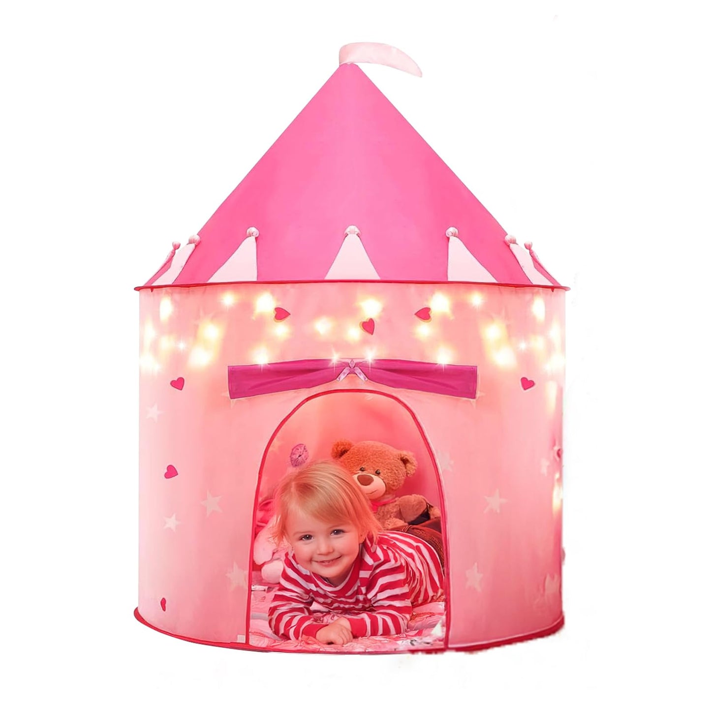LXDHSRTA Princess Toy Tent with LED Star Lights for Little Girls