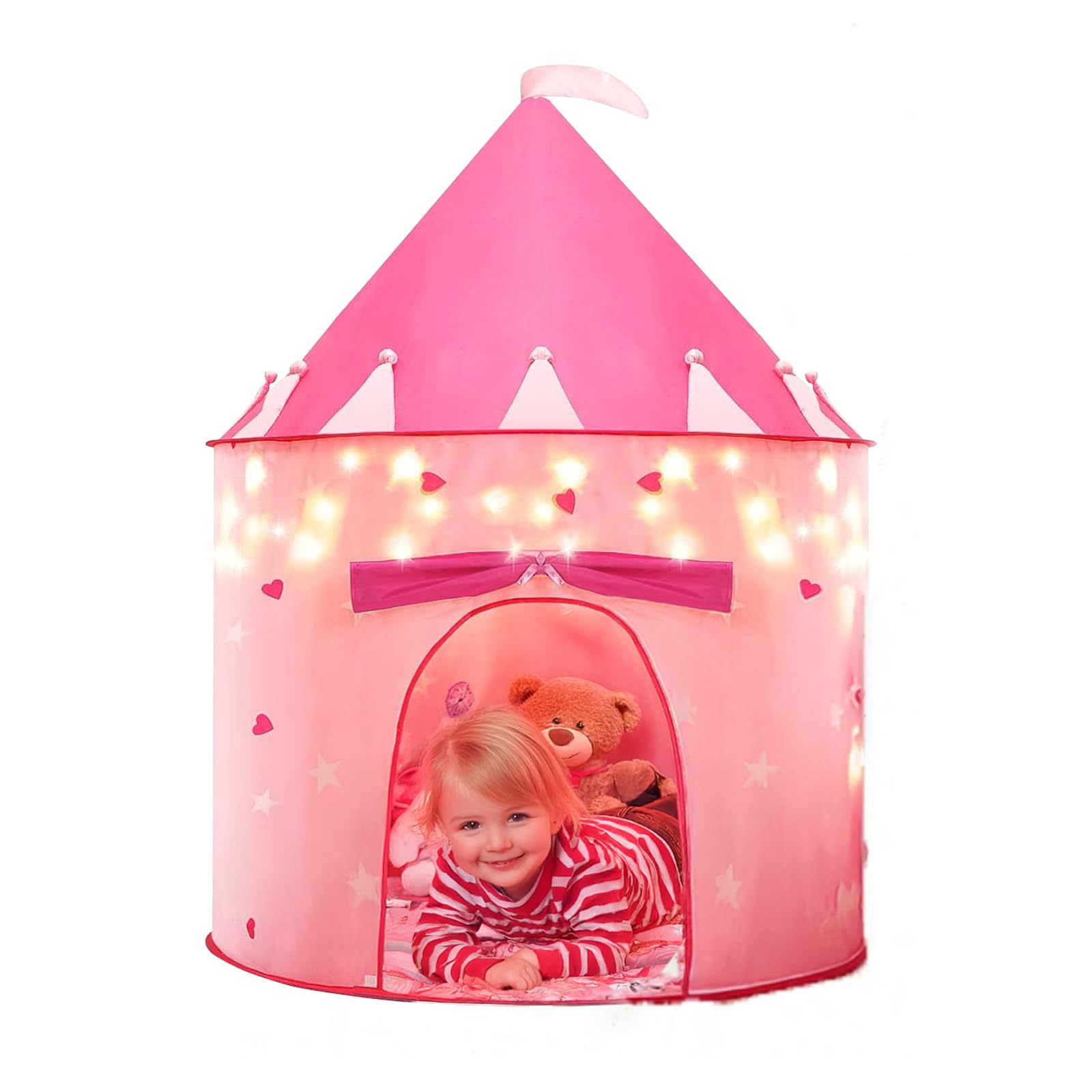 LXDHSRTA Princess Toy Tent with LED Star Lights for Little Girls