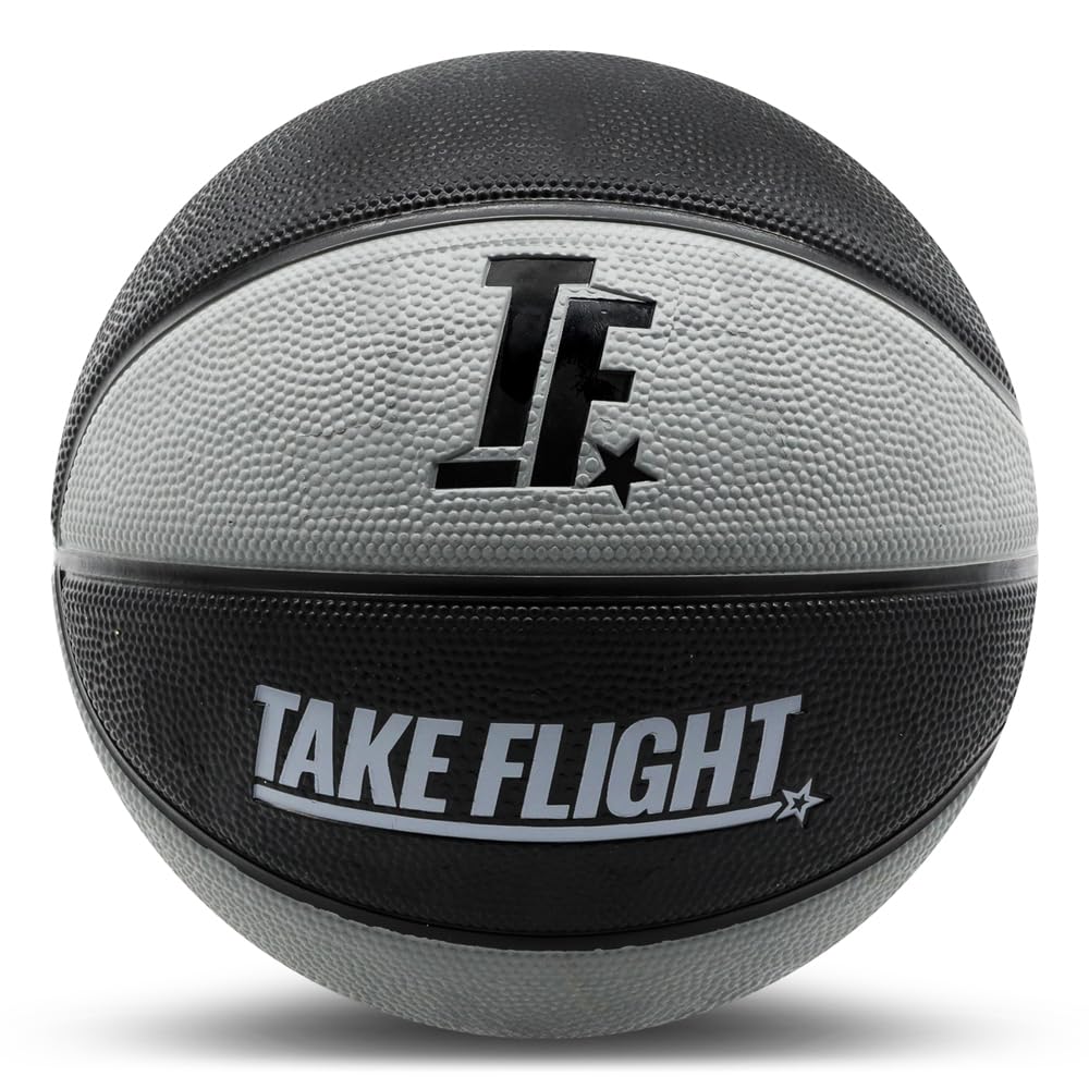 A Plus Collectibles TAKE Flight Basketball, Advanced Grip HIGH Performance, Official Basketball (Black/Grey, Junior (Size 3))