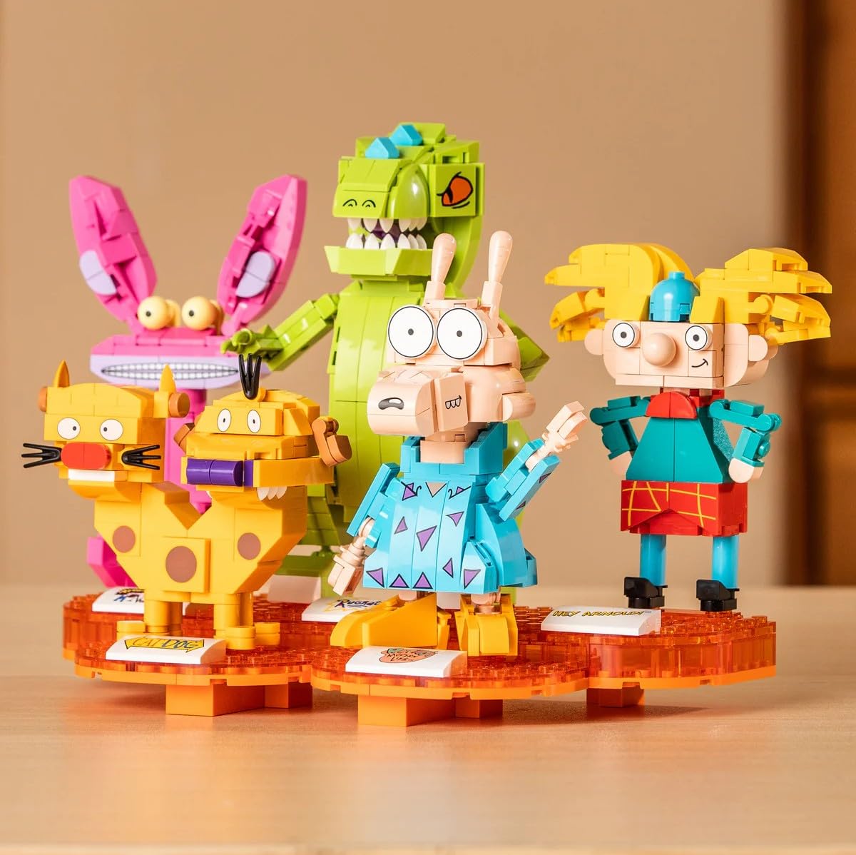 Brickcraft Nickelodeon 90s Brick Building Set 833-Piece Kit to Build Reptar, Arnold, Catdog, Ickis, Rocko Posable Figures for Display & Play Retro