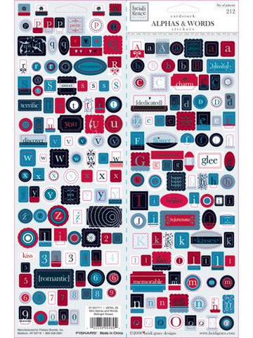 Fiskars Heidi Grace Designs Glittered Stickers Midnight Kisses Mini Alphas and Words
