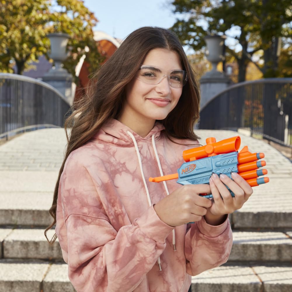Nerf Elite 2.0 Prospect QS-4 Blaster, 8 Official Nerf Elite Darts, 4-Dart Blasting, Nonremovable Targeting Scope, Pull-Back Priming