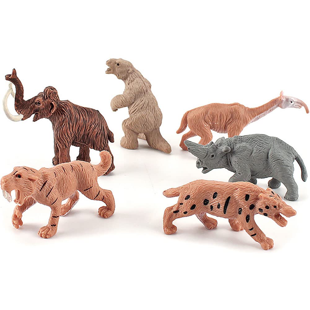 BLAPNK Realistic Prehistoric Animal and Primitive Figurines Moodel Toy 12 Pcs Ancient Smilodon Mammoth Human Figures Collection Playset Educational