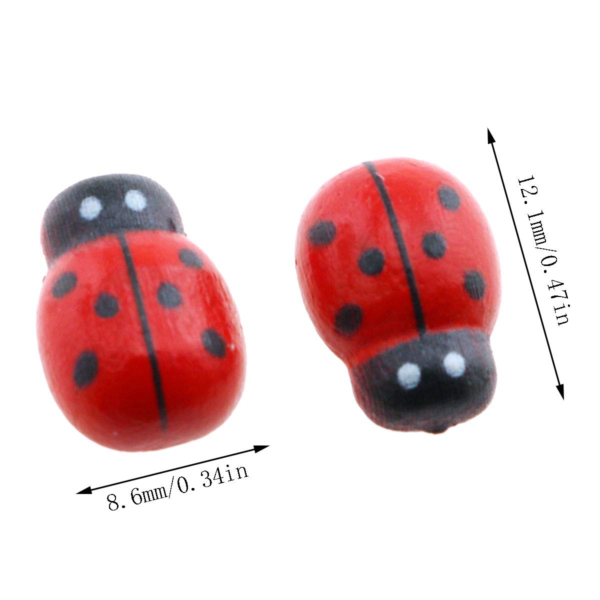 E-outstanding 100-Pack Wooden Ladybug Stickers 3D Micro Red Ladybird Flatback Self-Adhesive Stickers DIY Wedding Scrapbook Craft