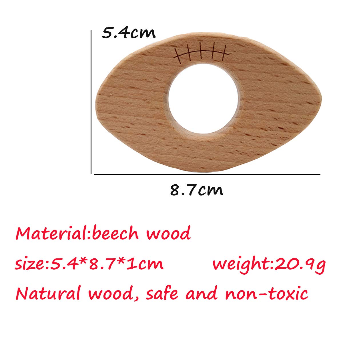 Alenybeby Natural Wooden Baseball Montessori Toy Pendant Pure Natural Beech Wood Animal Shape Toy For Handmade Necklace/Bracelet (10pcs)