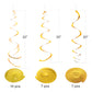 Gold Party Hanging Swirl Decorations Plastic Streamer for Ceiling, Pack of 28