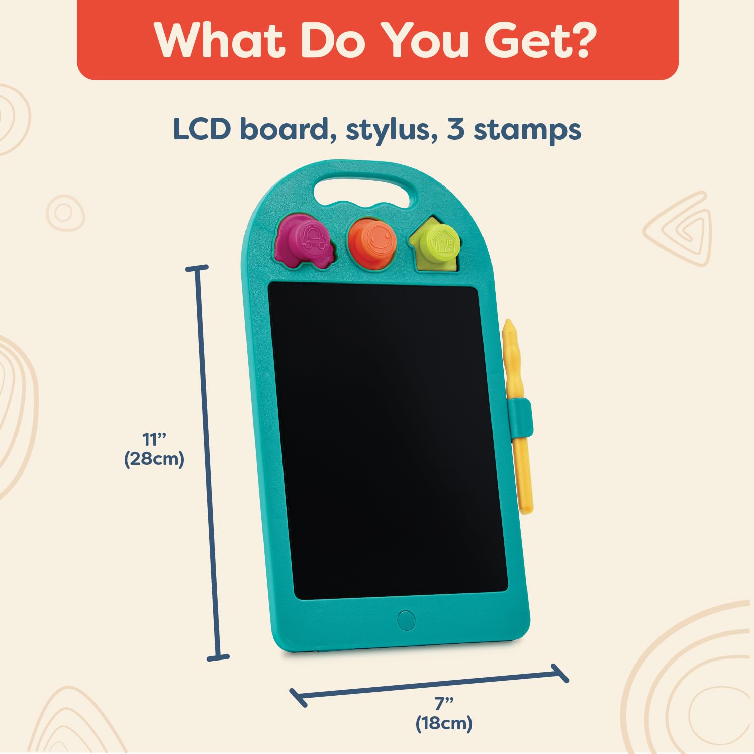 B. Toys - LCD Drawing Tablet & Pen - One-Click Erase & Double - Tip Stylus - Endless Drawing & Coloring - Fun Stamps & Color-Changing Surface - 3+