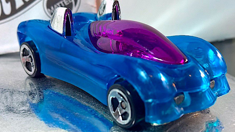 Mattel Hot Wheels 1997 Power Pipes Diecast Vehicle Collector #531 Phantom Racer Series 3 of 4 | Clear Blue Body Purple Tinted Windows Chrome Metal Car