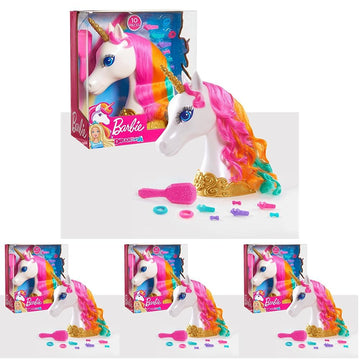 Barbie Dreamtopia 12-inch Unicorn Styling Head with Accessories, 10-pieces, Rainbow Hair, Kids Toys for Ages 3 Up by Just Play