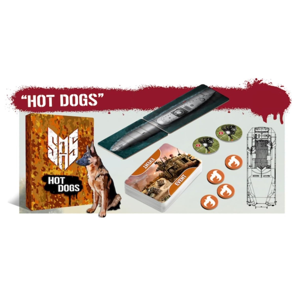 Word Forge Games: SAS Rogue Regiment - Hot Dogs Expansion - Strategy Board Game, WWII Stealth Action, Military Theme, Ages 14+, 1-4 Players, 60 Min