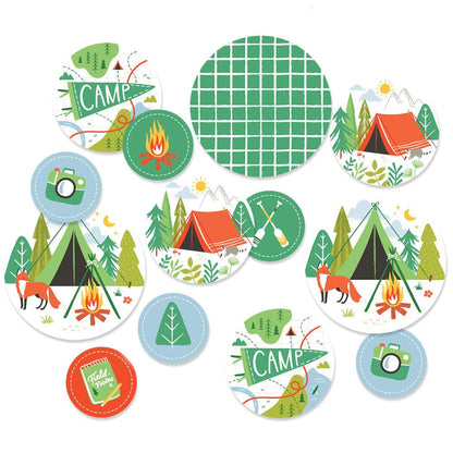 Big Dot of Happiness Camping Large Confetti, Happy Camper Kids Birthday Party Table Decorations, Giant Confetti Centerpiece - 27 Count Circles