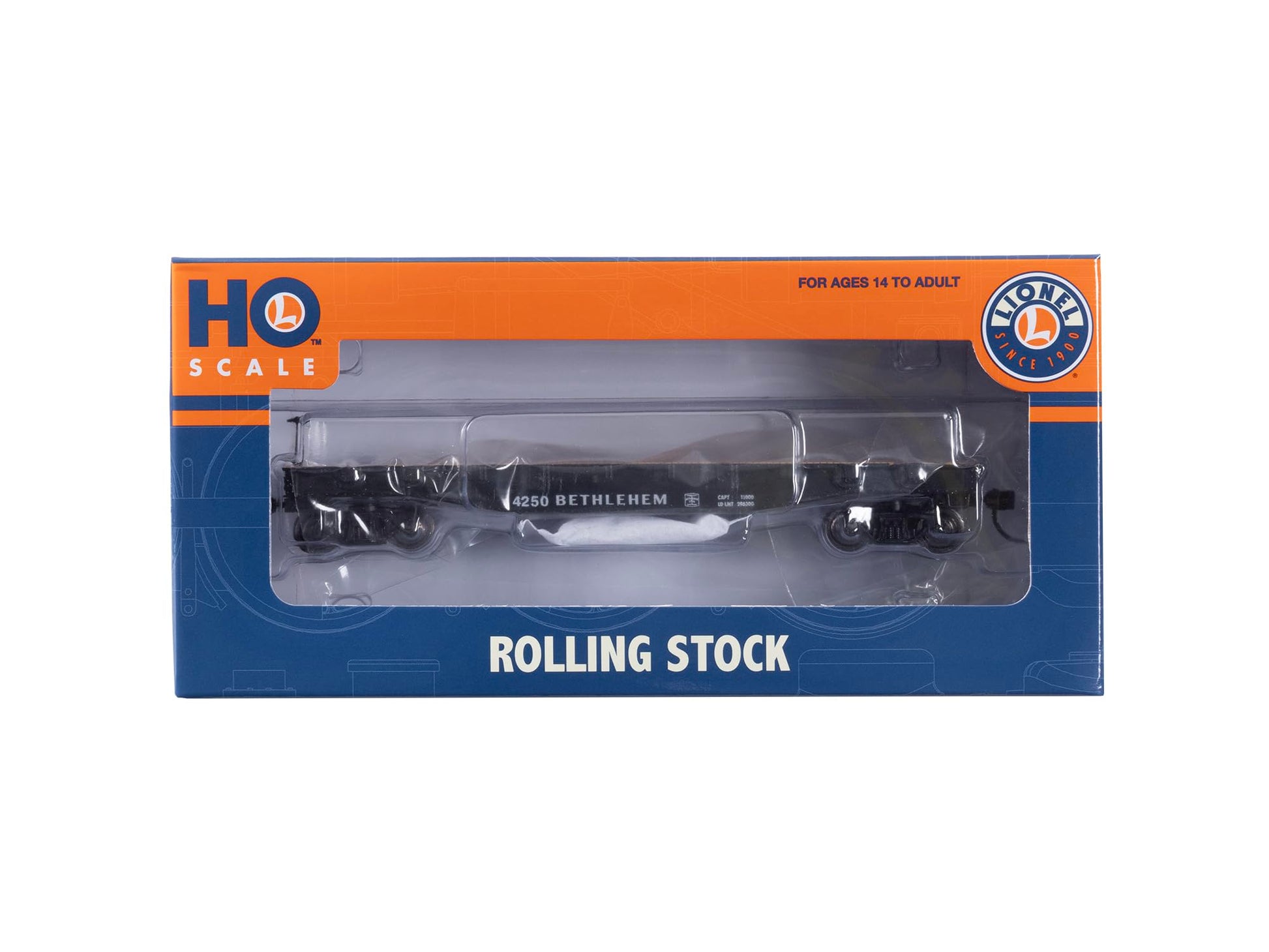 Lionel Bethlehem Steel #4250 HO Gauge Model Train Flatcar, Railroad Train Car with Metal Wheels & Metal Knuckle Couplers, Age 14+