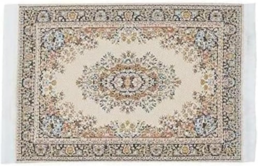 1/12 Scale Dollhouse 10 x 15cm MiniatureWoven Rug, 2026 Upgrade Silk Floor Carpet, Decorative Covering for Dolls House