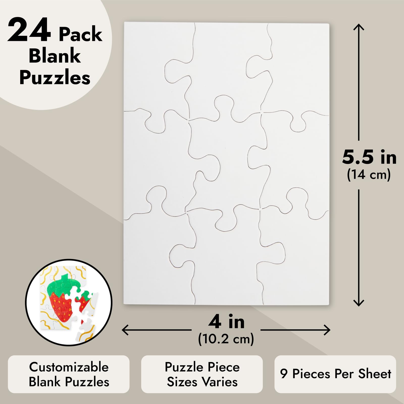 Blank Puzzles to Draw On - DIY Puzzle Craft & Pieces to Write On - Interactive Learning & Blanks for Kids - 24 Pieces, 5.5 x 4 in