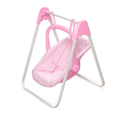 Badger Basket Doll Swing Carrier - Adjustable Toy Swing for 18 Inch Dolls with Sturdy Frame, Lightweight Portable Design, and Easy Assembly - Pretend