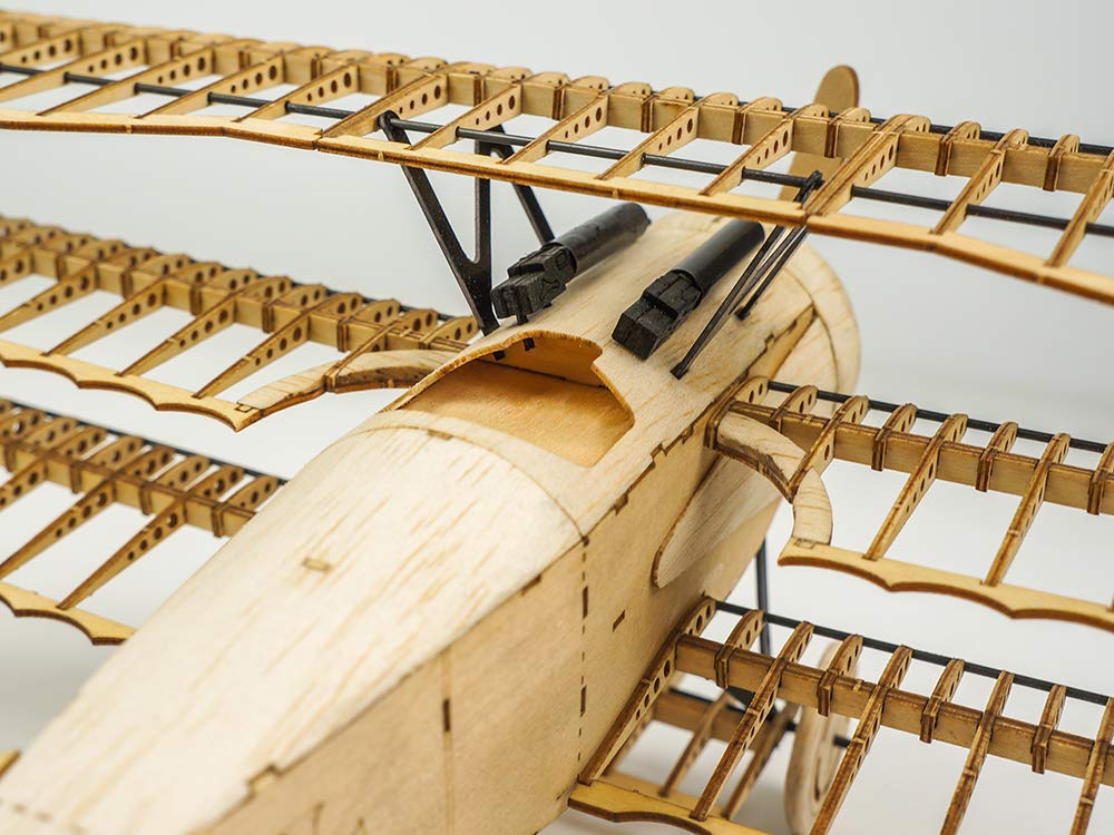 3D Wooden Puzzles DIY Fokker DR1 Triplane Model Aircraft Kit, Laser Cut Balsa Wood Model Airplane Kits to Build for Adults, WW1 Wooden Models Airplane