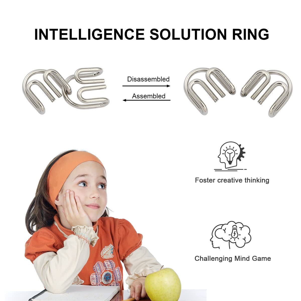 Lezhi IQ Toys-AB A+B Test Mind Game Brain Teaser Wire Magic Trick Toy IQ Puzzle Set (Pack of 16), Metallic