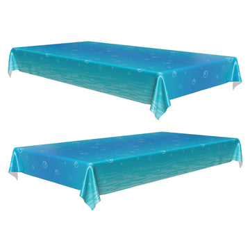 HOME & HOOPLA Under Water Bubbles Paper Table Cover for Beach and Pool Parties, Mermaid, Narwhal, and Ocean Themed Parties, 54" x 102" (2 Pack)