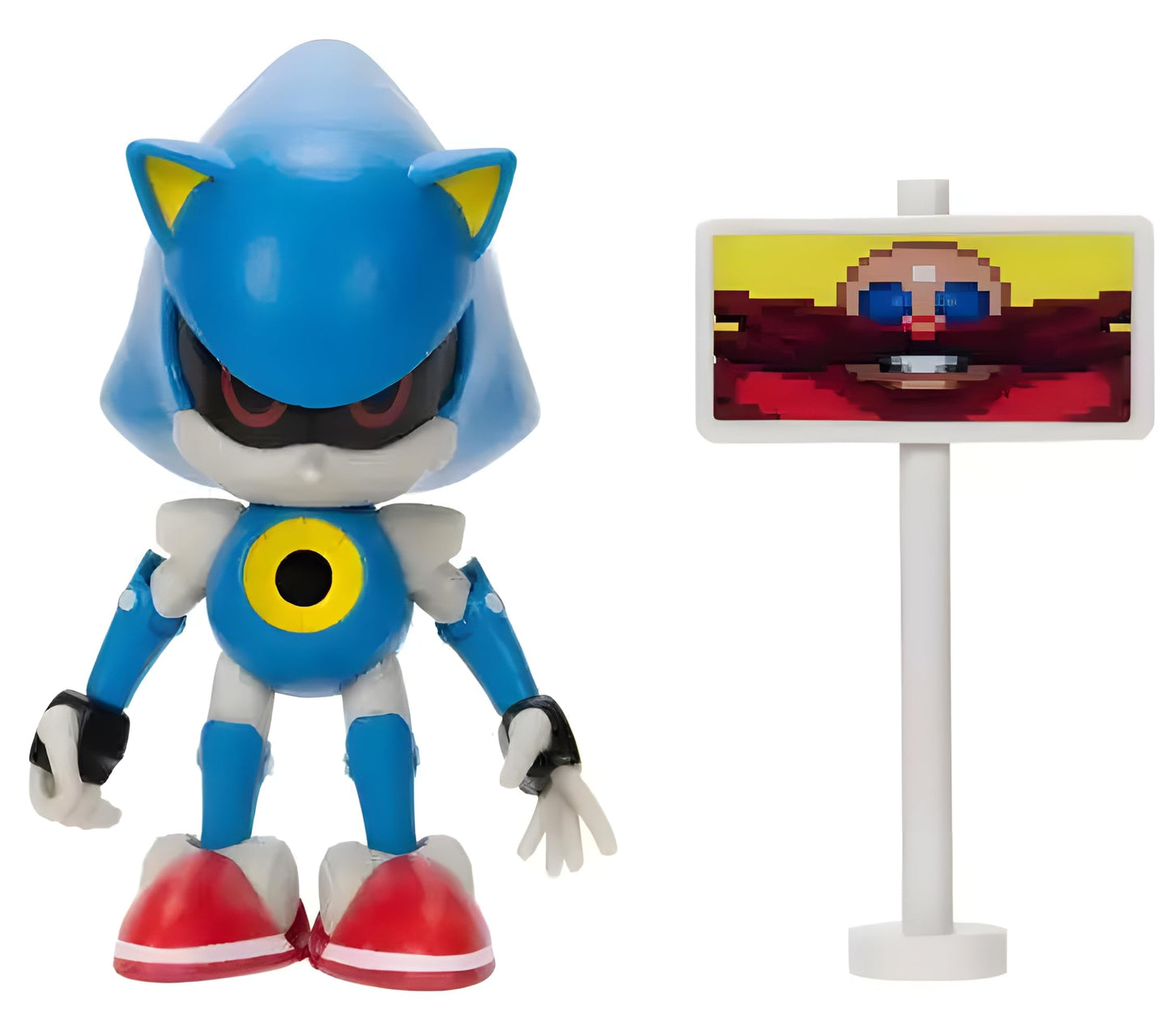 JAKKS Pacific Sonic The Hedgehog Figure Metal Sonic w/Dr. Eggman Goal Post 4" Figure