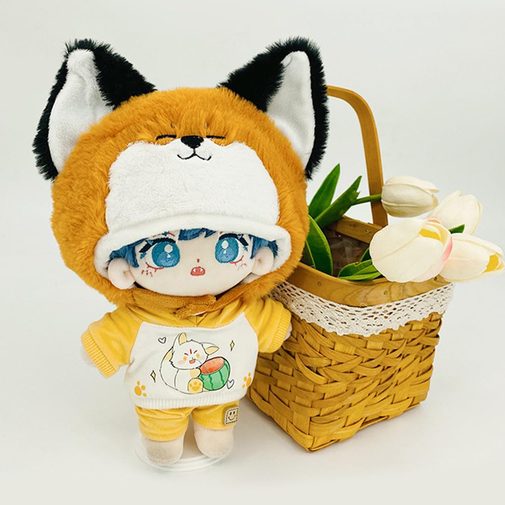 niannyyhouse 20cm Plush Doll Clothes Pink Pig Fox Frog Shark Hat Cartoon Animal Headgear 8in Doll Dress Up (a4)