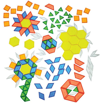 Constructive Playthings Translucent Pattern Blocks, Light Table Manipulatives, STEM Toys, Sensory Play, Create, Build and Design, Color Exploration
