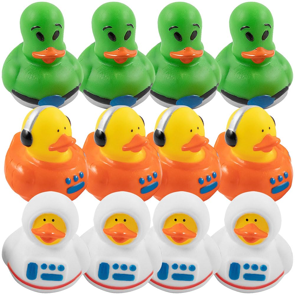 Space Adventure Astronaut and Alien Rubber Ducks (12 Duckies) Party Toys and Favors
