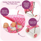 Badger Basket Triple Doll Stroller for Dolls - Lightweight and Foldable Toy Pram with Canopy - Fun Pretend Play for Kids in Stylish Pink with Polka