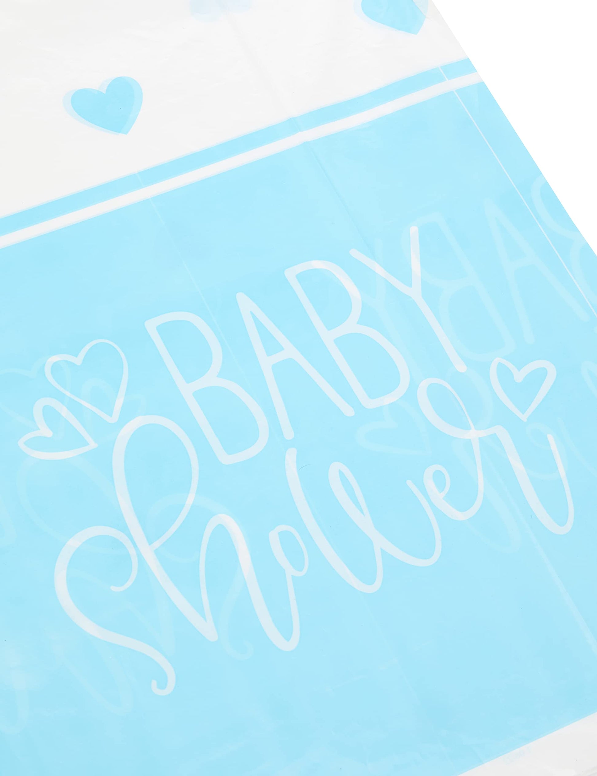 Blue Hearts "Baby Shower" Rectangular Plastic Table Cover 54" x 84" (1 Pc) - Charming & Elegant Party Decor for Your Celebration