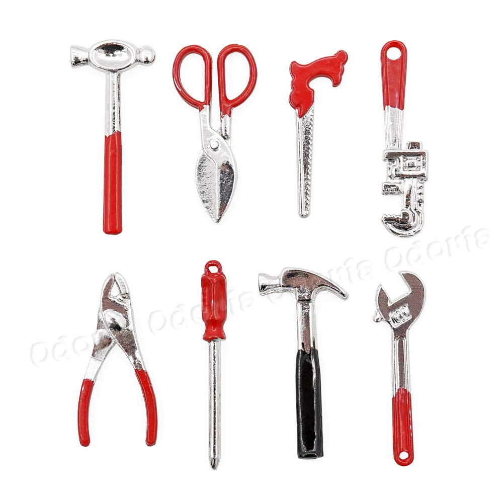 Odoria 1/12 Miniature Toolbox with 8Pcs Tools Dollhouse Garage Accessories