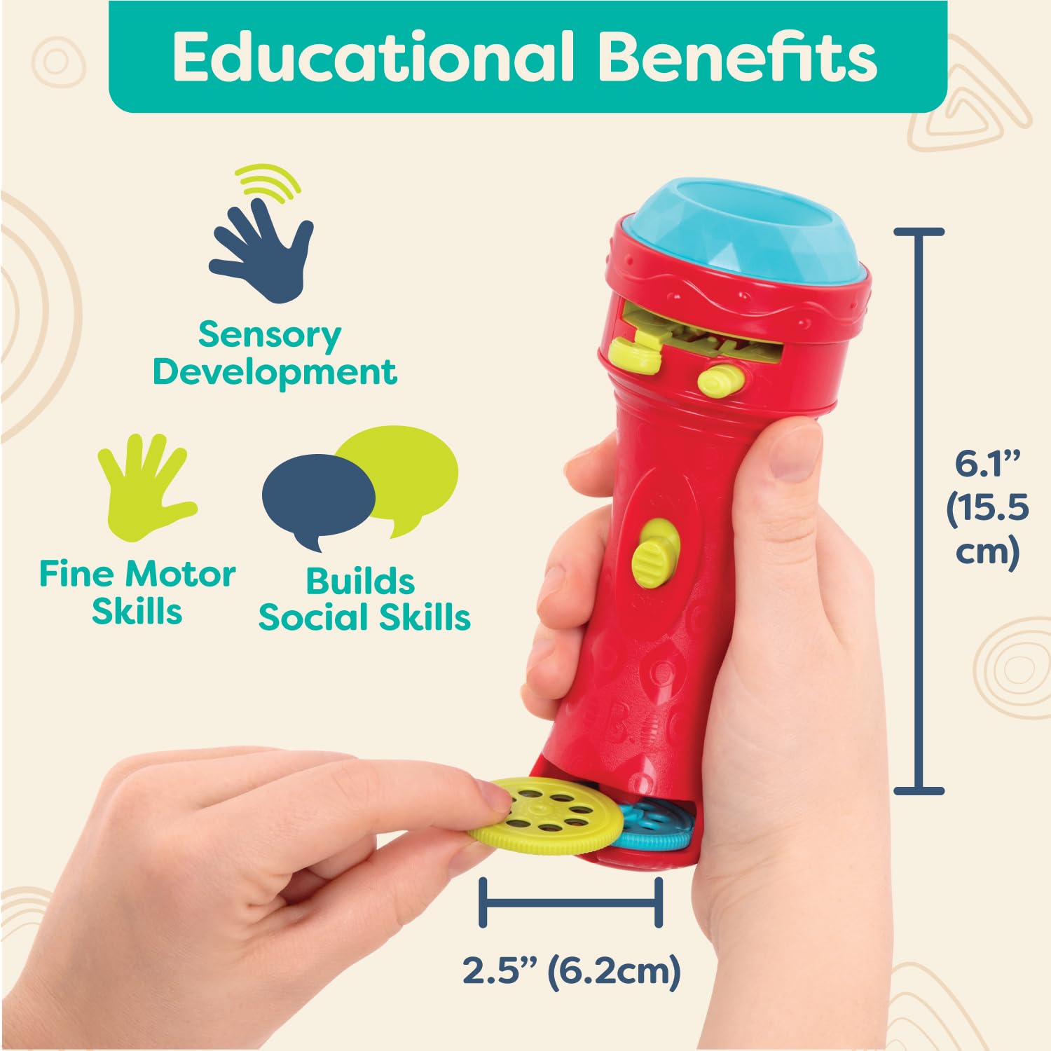 B. toys Light Me to The Moon Flashlight, 2 Image Reels, Red, 3-Piece Set