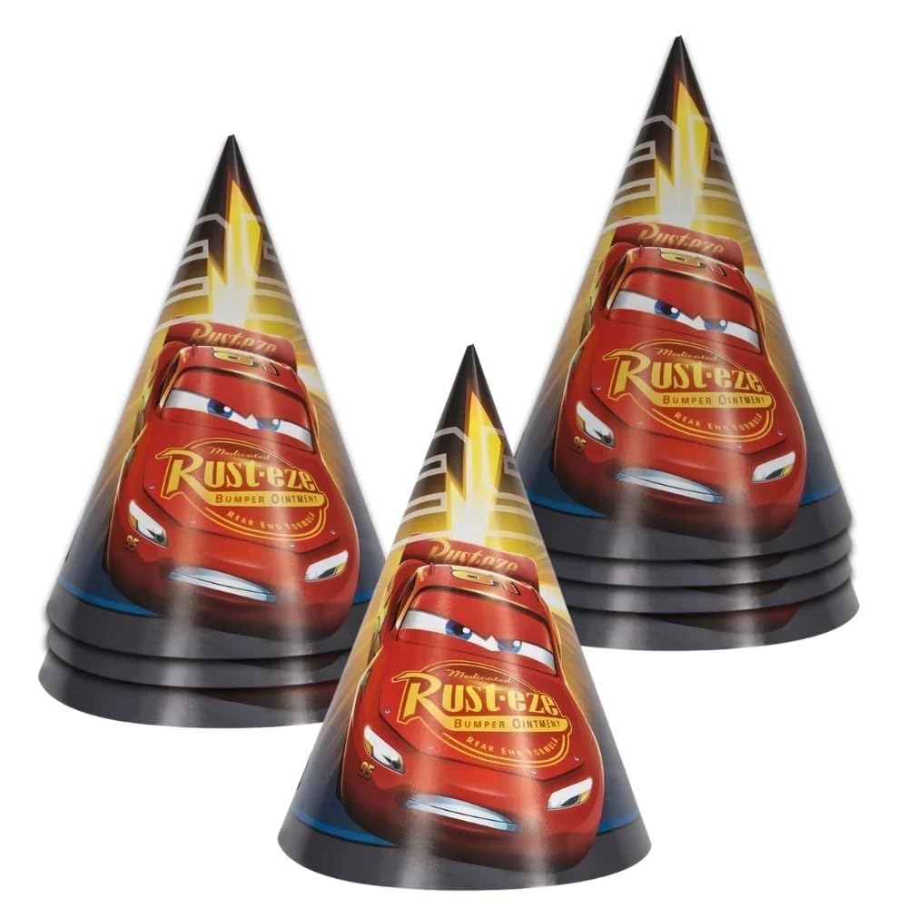 Disney Cars 3 Movie Party Hats (Pack of 8) - Vibrant, Colorful & Sturdy - Perfect for Themed Birthday Parties & Celebrations