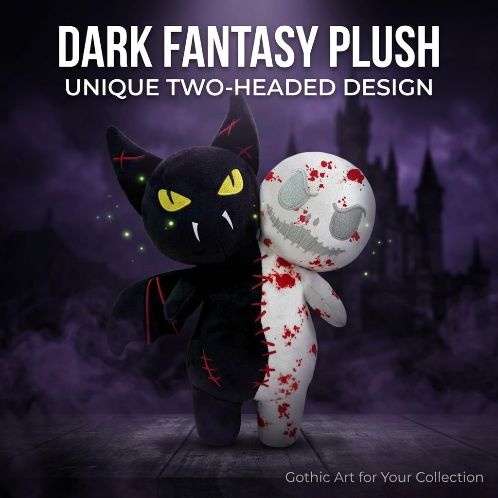 Qobacxso Horror Reversible Glow Plush Creepy Stuffed Animal Toy Scary Vampire & Ghost Buddy Doll for Kids & Game Fans Great Gift for Birthday