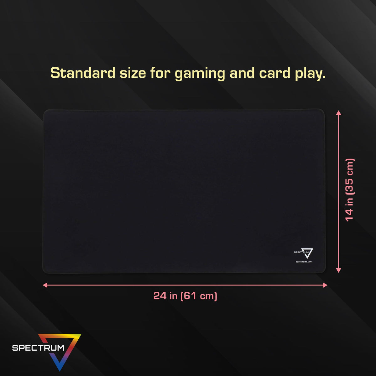 BCW Spectrum TCG Gaming Playmat with Stitched Edges, Black, 24 x 14 Inches