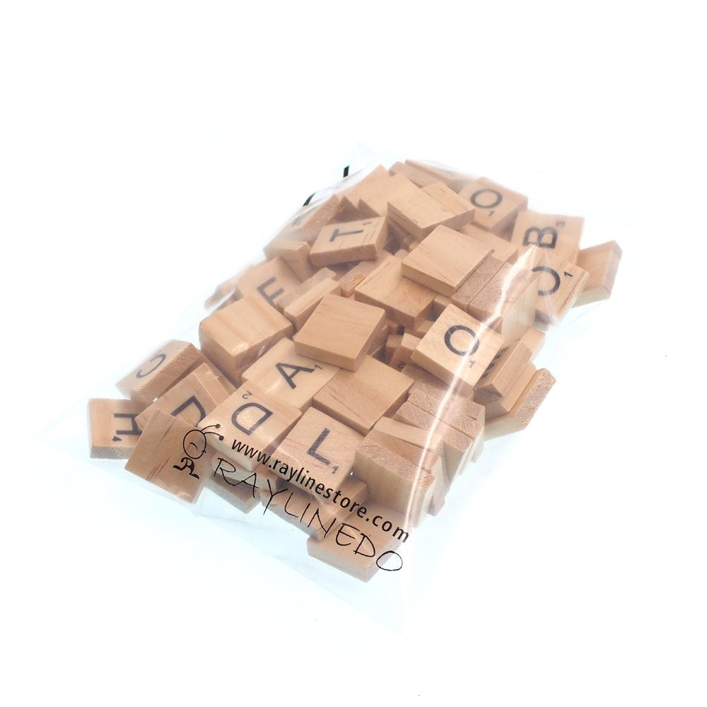 RayLineDo® 100X Wooden Scrabble Tiles Letter Alphabet Scrabbles Number Crafts English Words Fixed