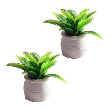 2Pcs 1:12 Scale Mini Potted Plants - Resin Botanical Decor for Dollhouse Kitchens and Living Rooms, Evergreen DIY Craft Accessories with Lifelike