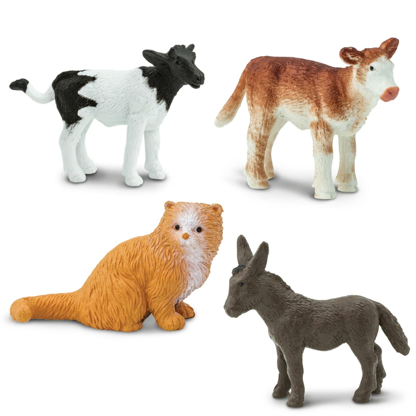 Safari Ltd. Farm Babies TOOB - Figurines: Donkey, Pony, Goat, Lamb, Horse, Cat, Corgi, Pig, Chicken, Holstein, Bunny - Educational Toy Figures