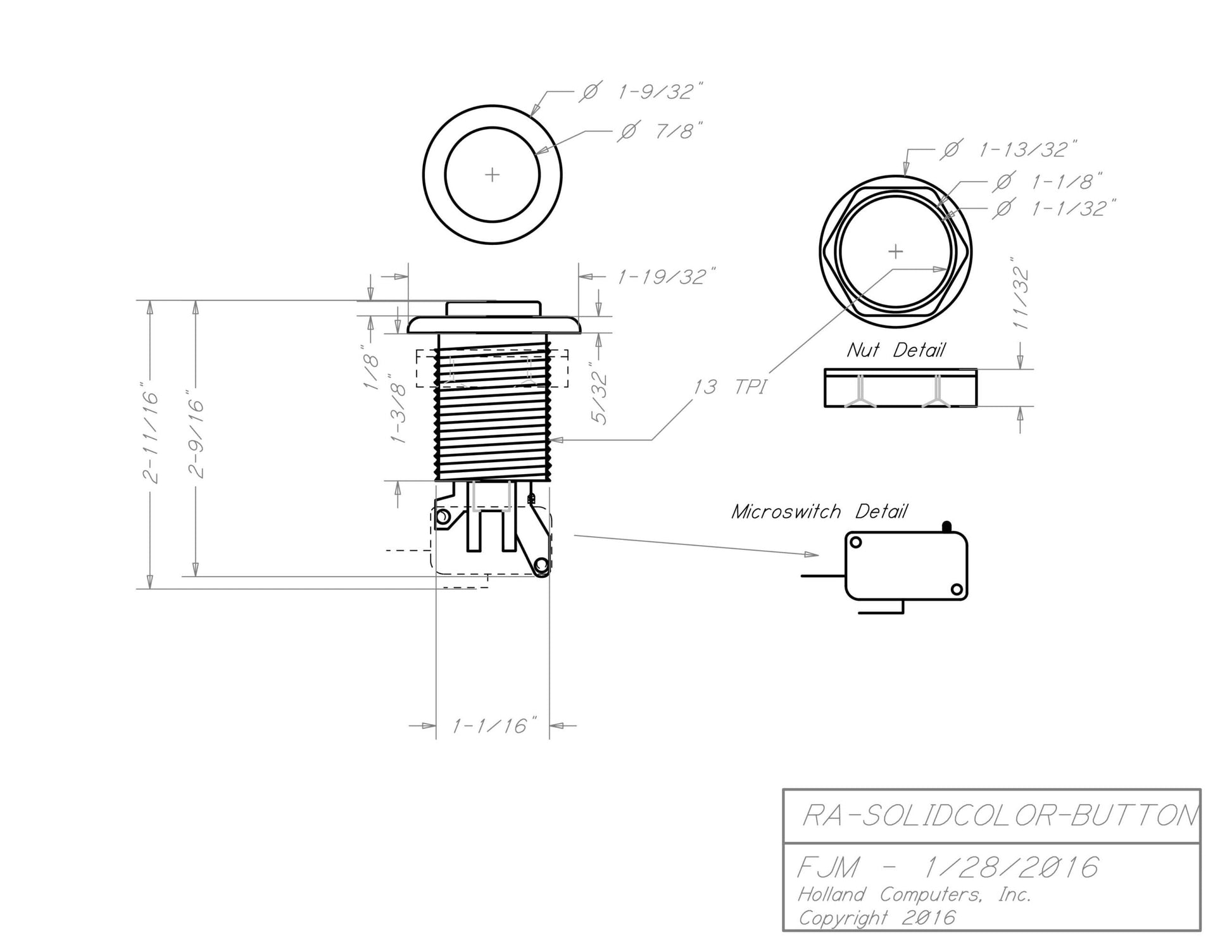 Player 1 START Push button with Horizontal Microswitch for Arcade Games