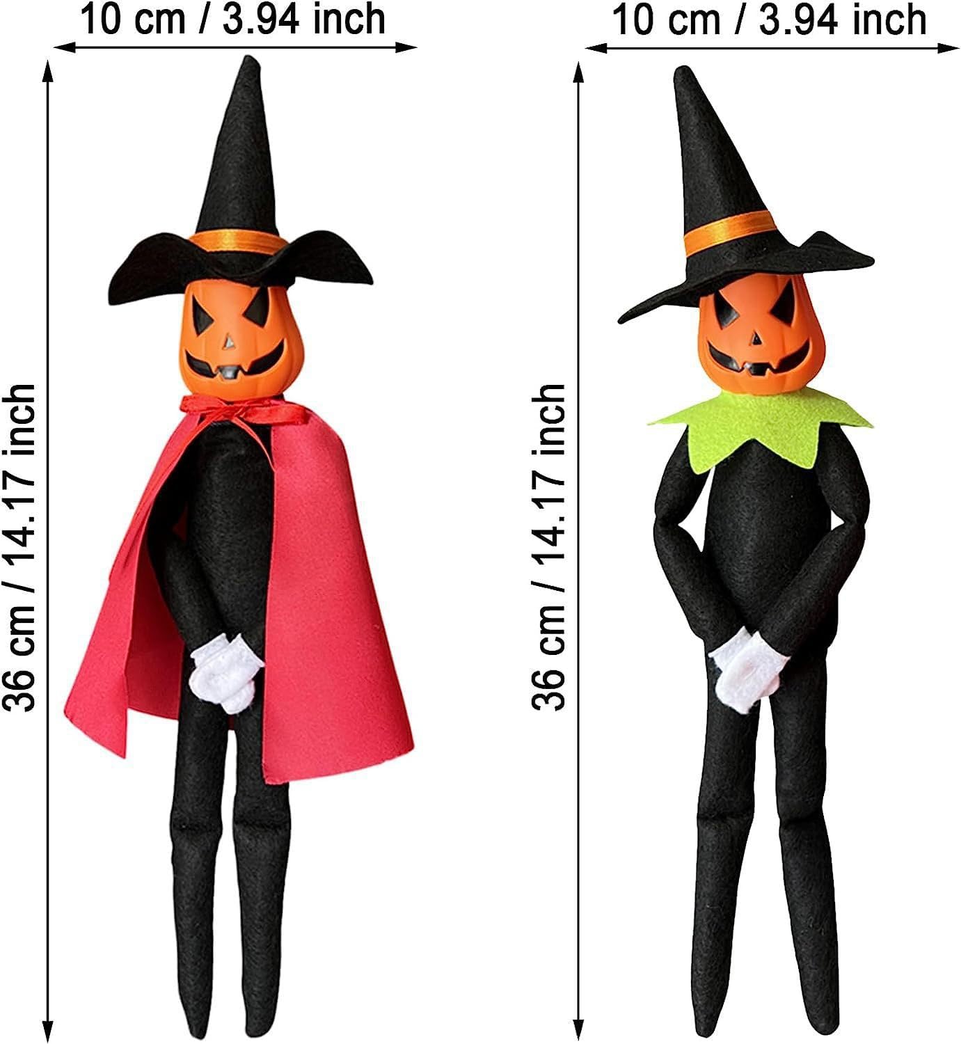 Rugwun 14Inch Halloween Pumpkin Elf Plush, Handmade Stuffed Ornament