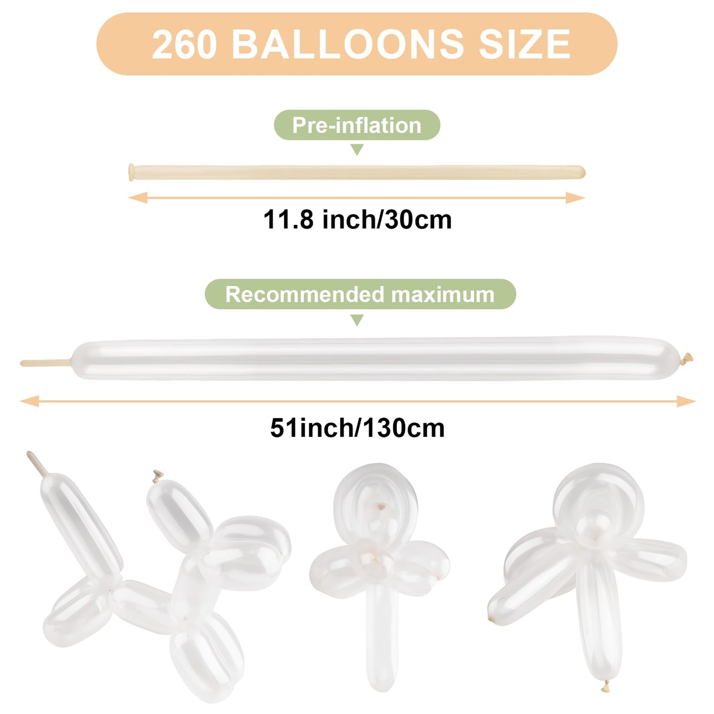 Clear 260 Balloons 100 PCS - Premium Long Skinny Latex Balloons for Animal Twisting, Beginners, Weddings & Birthdays Party Decorations