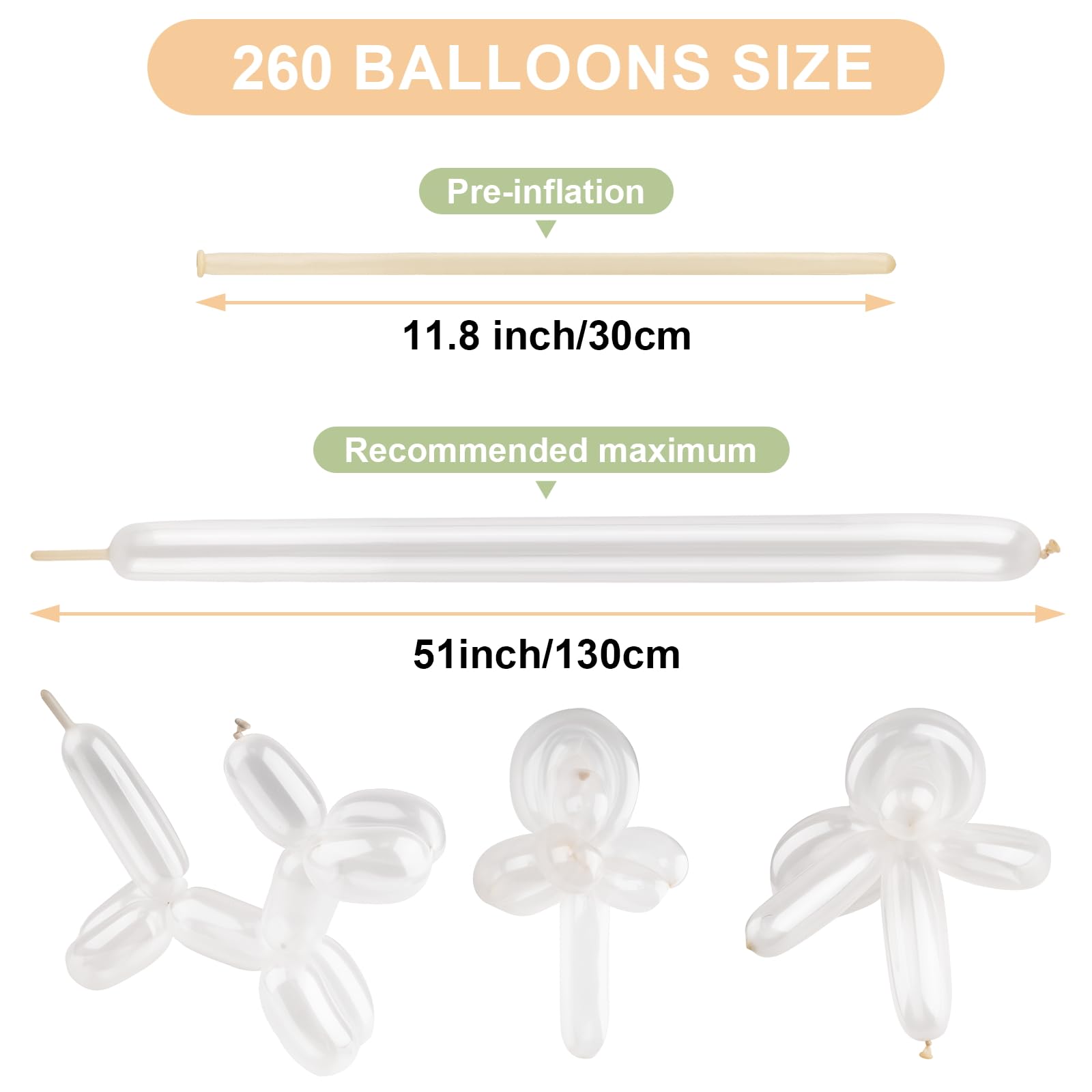 Clear 260 Balloons 100 PCS - Premium Long Skinny Latex Balloons for Animal Twisting, Beginners, Weddings & Birthdays Party Decorations