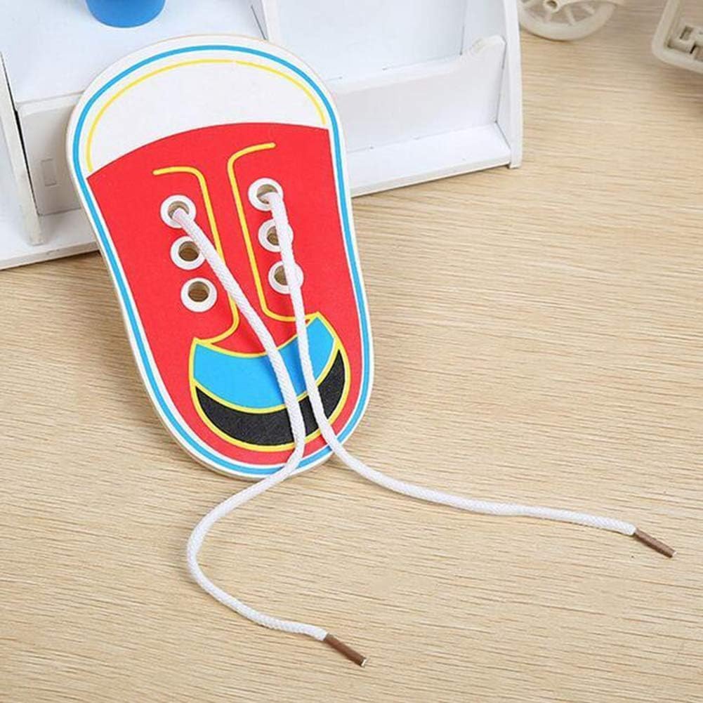 Shoe Tying Practice, Wooden Learn to Tie Your Own Shoes Threading Lacing Shoes Training Early Learning Kits | Threading Lacing Shoes Training Board