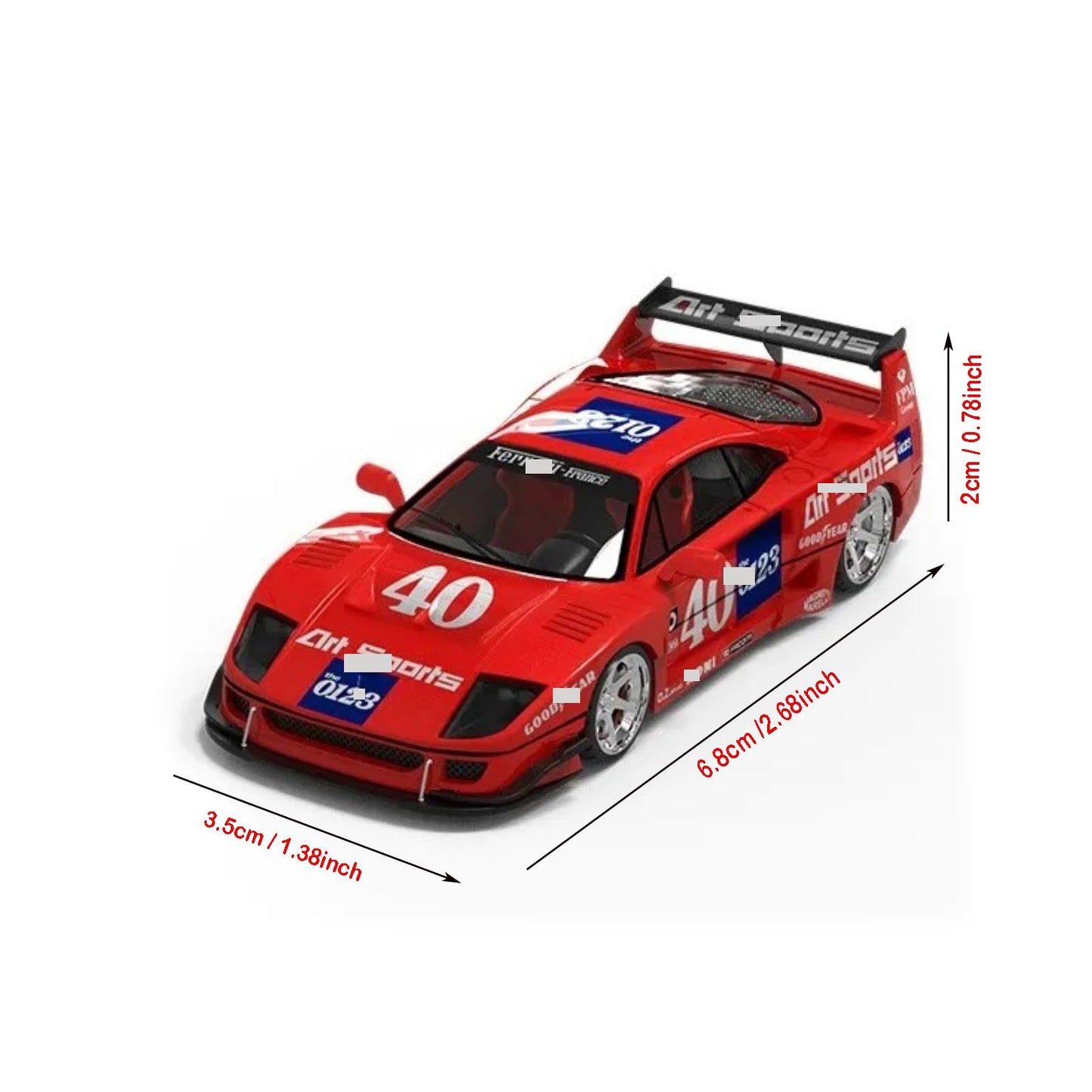 HTLNUZD 1/64 F40 Alloy Diecast Mini Sports Car Model for Ferrari F40#40 & #27 Racing Car Collectible, Ideal Custom Gift Collectors (red)