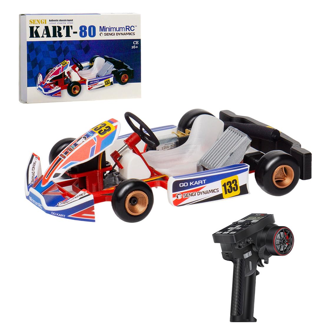 YounggDiy Kart-80 1/32 Scale 2.4G Mini RC Kart Assembly Model Kit with Remote Control and Two Battery, DIY Remote Control Hobby Sports Car Toys Gifts